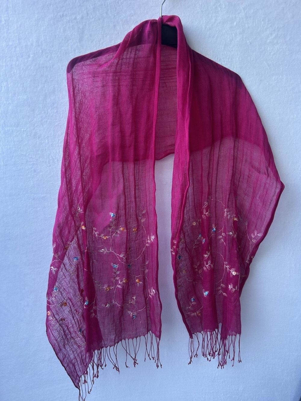 4 Bundles of Scarves with Embroidered Fringed Details, Calvin Klein and More